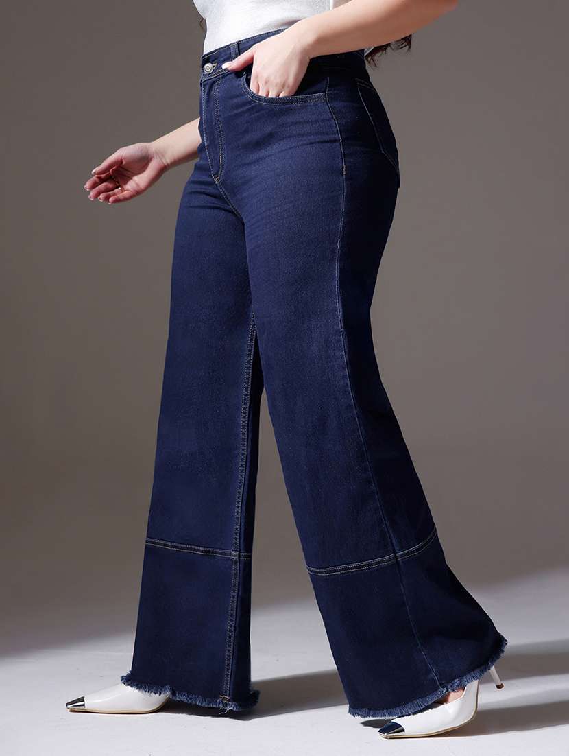 women solid high rise wide leg jeans - 22402975 -  Standard Image - 2