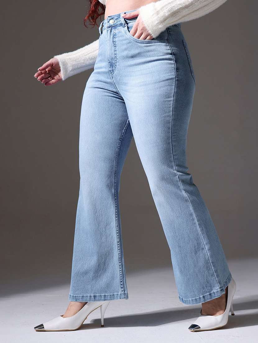 women solid high rise bootcut jeans - 22402977 -  Standard Image - 2