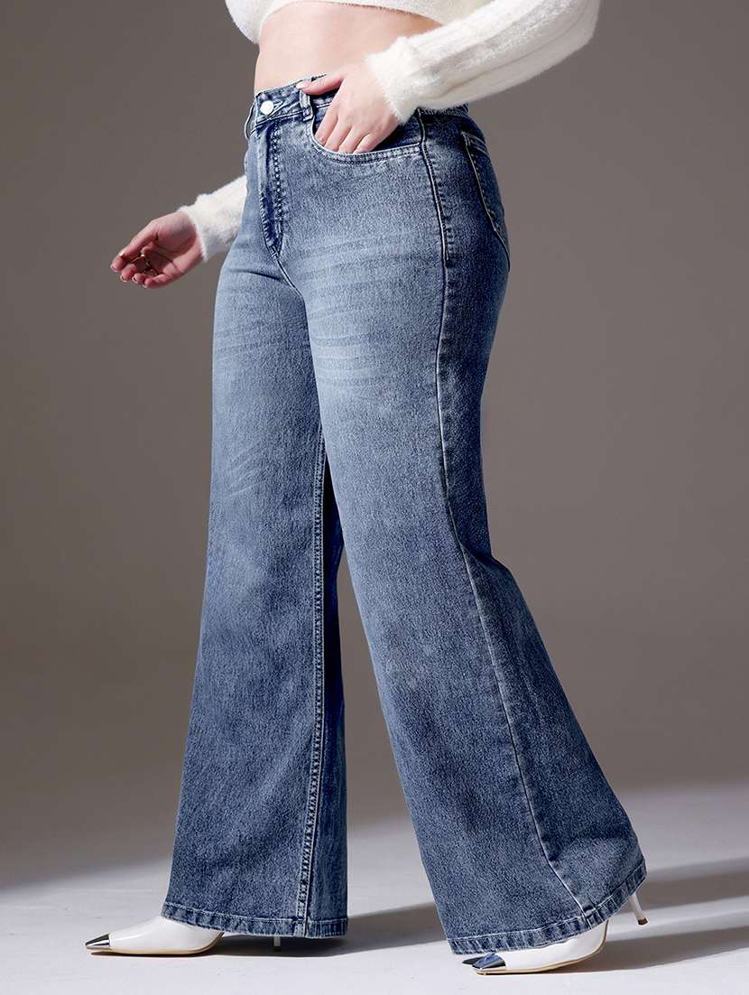 women solid high rise wide leg jeans - 22402982 -  Standard Image - 2