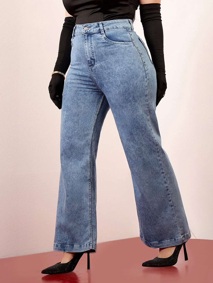 women solid high rise wide leg jeans - 22403004 -  Standard Image - 2