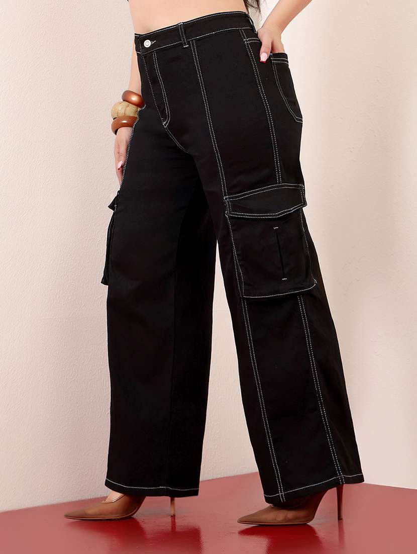 women solid high rise cargo - 22403005 -  Standard Image - 2