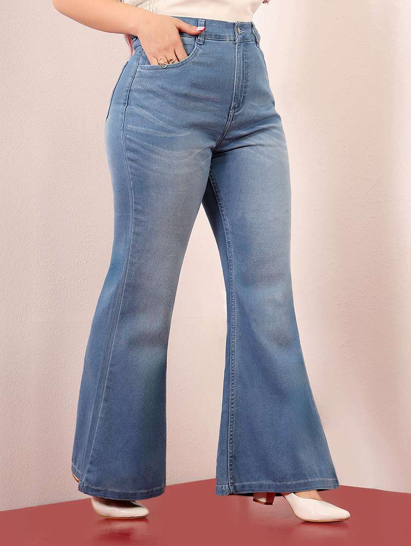 women solid high rise bootcut jeans - 22403068 -  Standard Image - 2