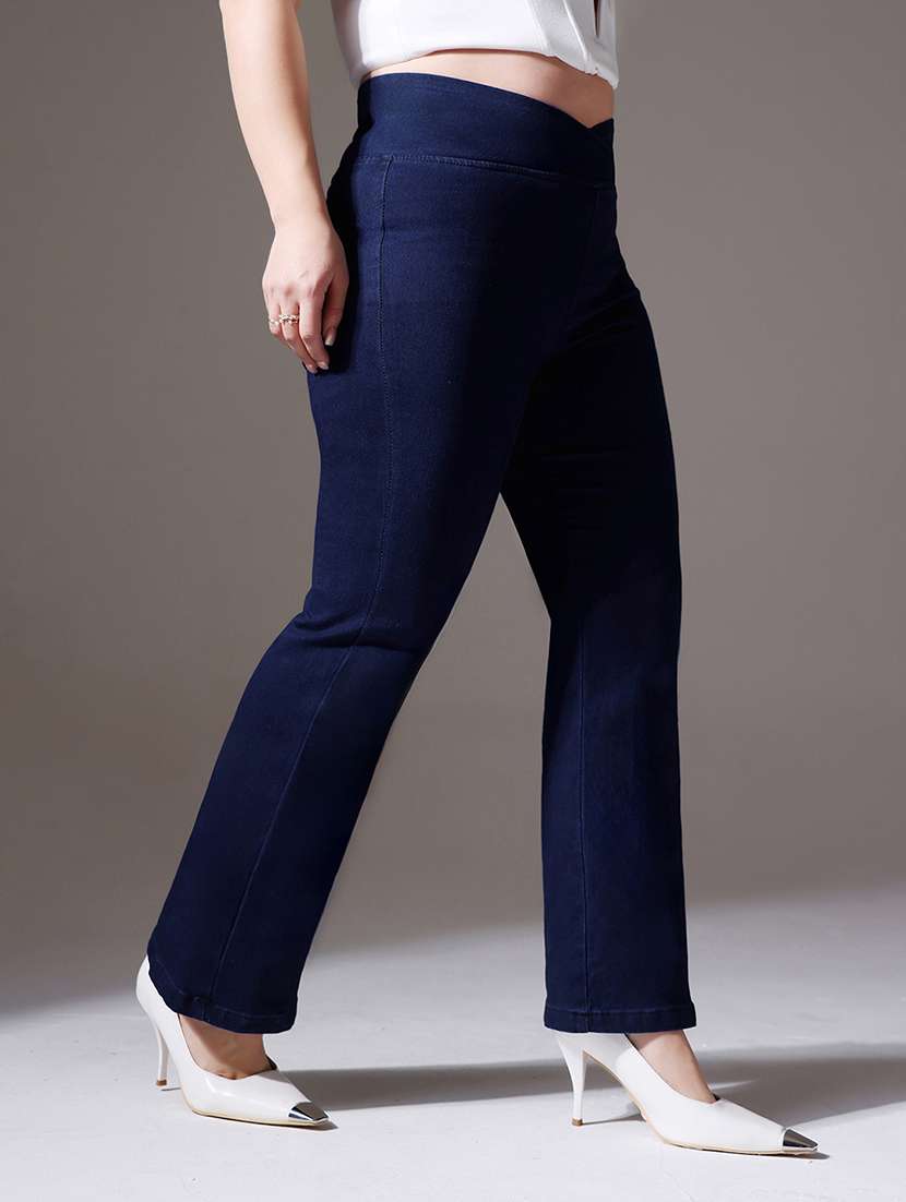 women solid high rise bootcut jeans - 22403095 -  Standard Image - 2