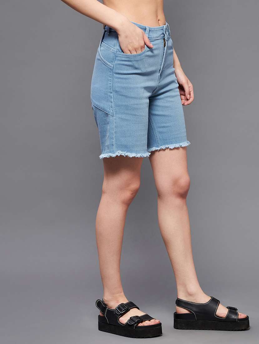 women high rise denim bermuda short - 22403136 -  Standard Image - 2