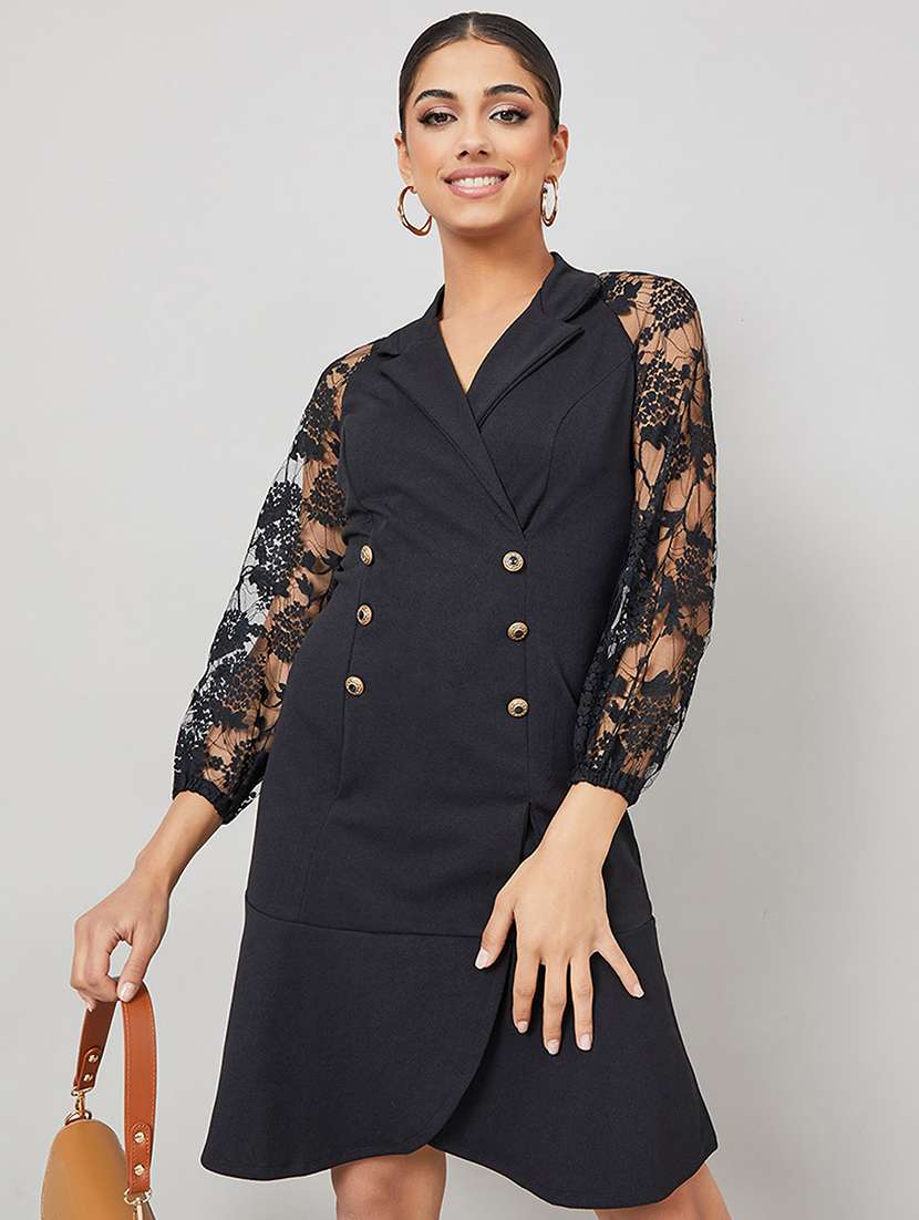 women self designed bishop sleeve tiered dress - 22403208 -  Standard Image - 2