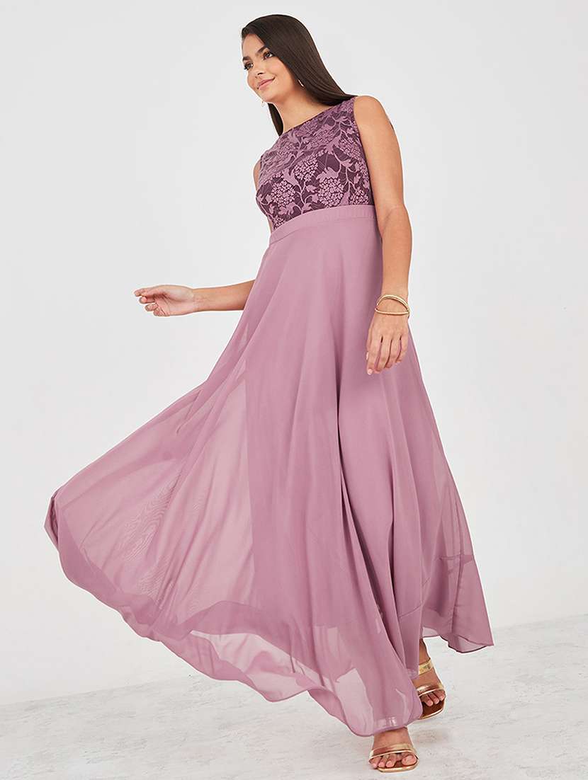 women self designed sleeveless lace fit & flare dress - 22403210 -  Standard Image - 2