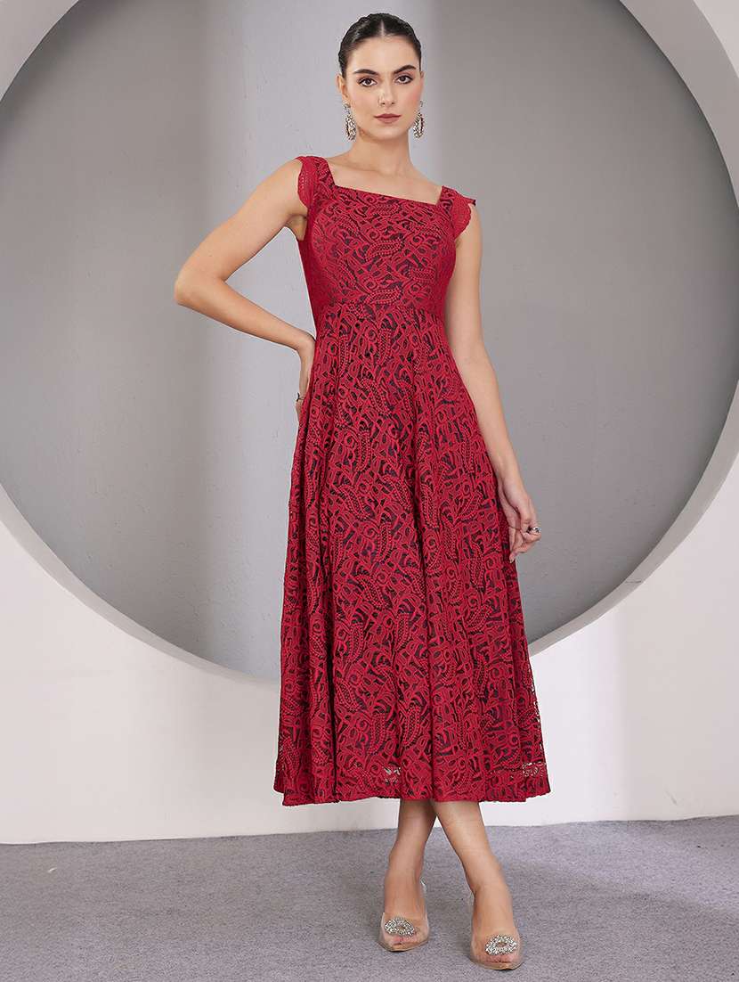 women self designed sleeveless lace fit & flare dress - 22403216 -  Standard Image - 2