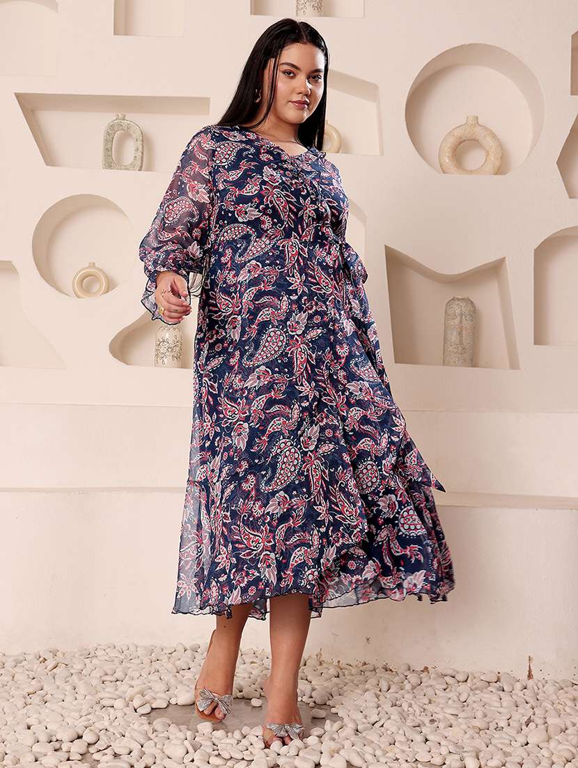Women Plus Size Printed Long Sleeve Dress - 22403221 -  Standard Image - 2