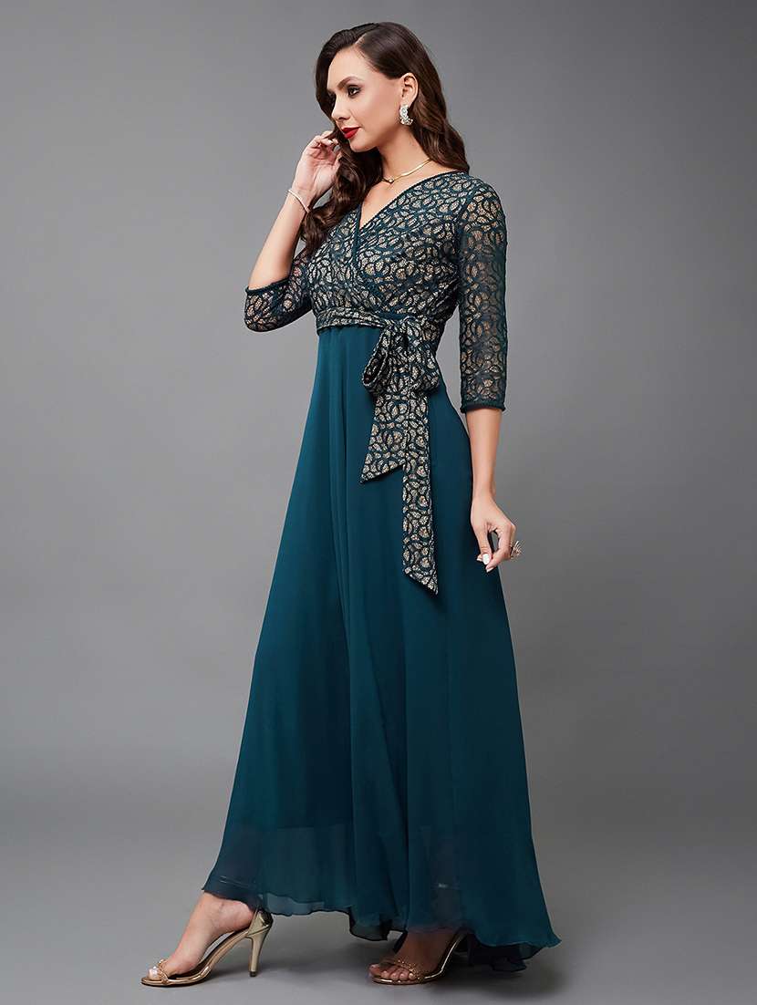 women self designed lace fit & flare dress - 22403235 -  Standard Image - 2