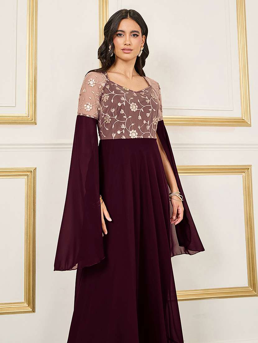 women embroiderd long sleeve fit & flare dress - 22403242 -  Standard Image - 2