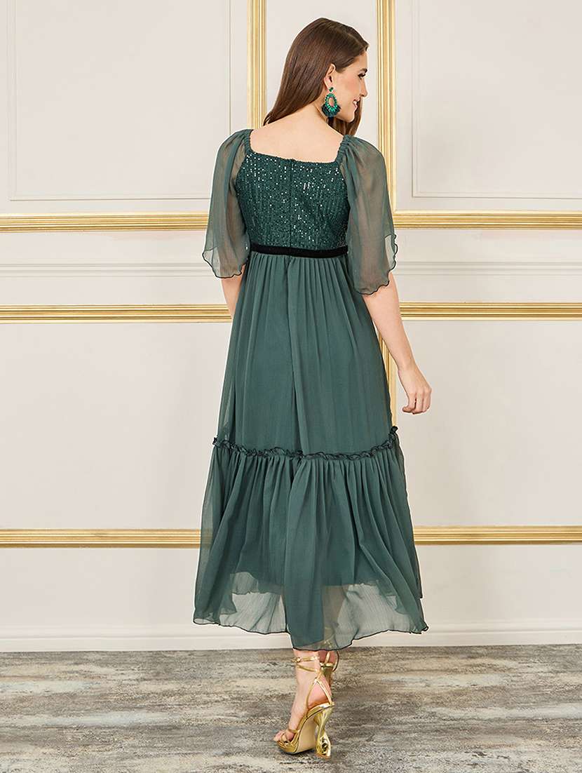 women sequined flared sleeve tiered dress - 22403247 -  Standard Image - 2