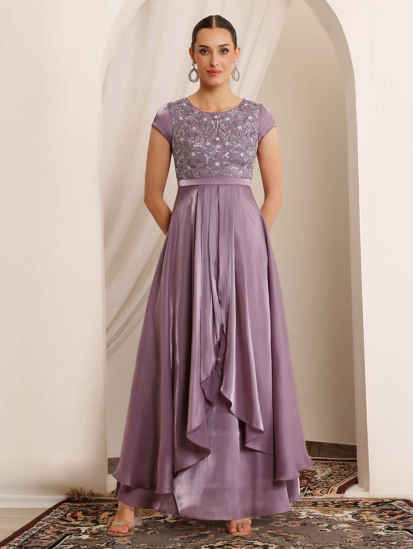 women embellished short sleeve fit & flare dress