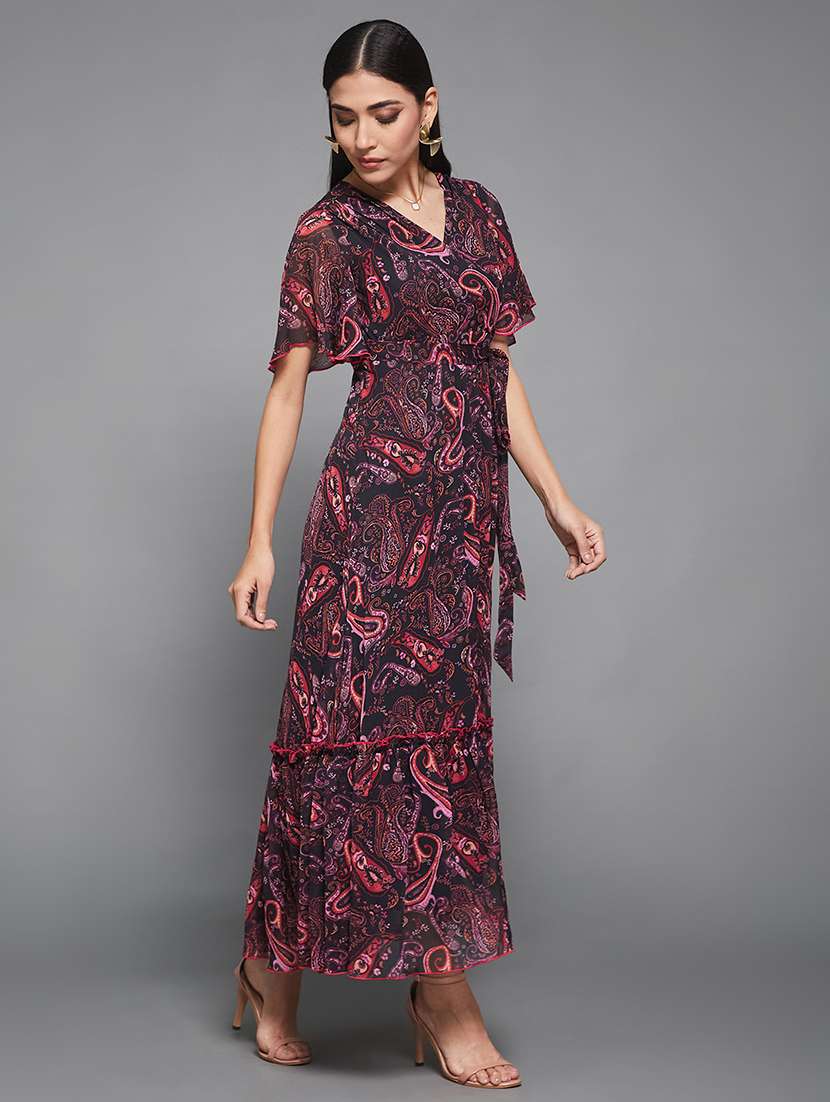 women printed flared sleeve tiered dress - 22403254 -  Standard Image - 2
