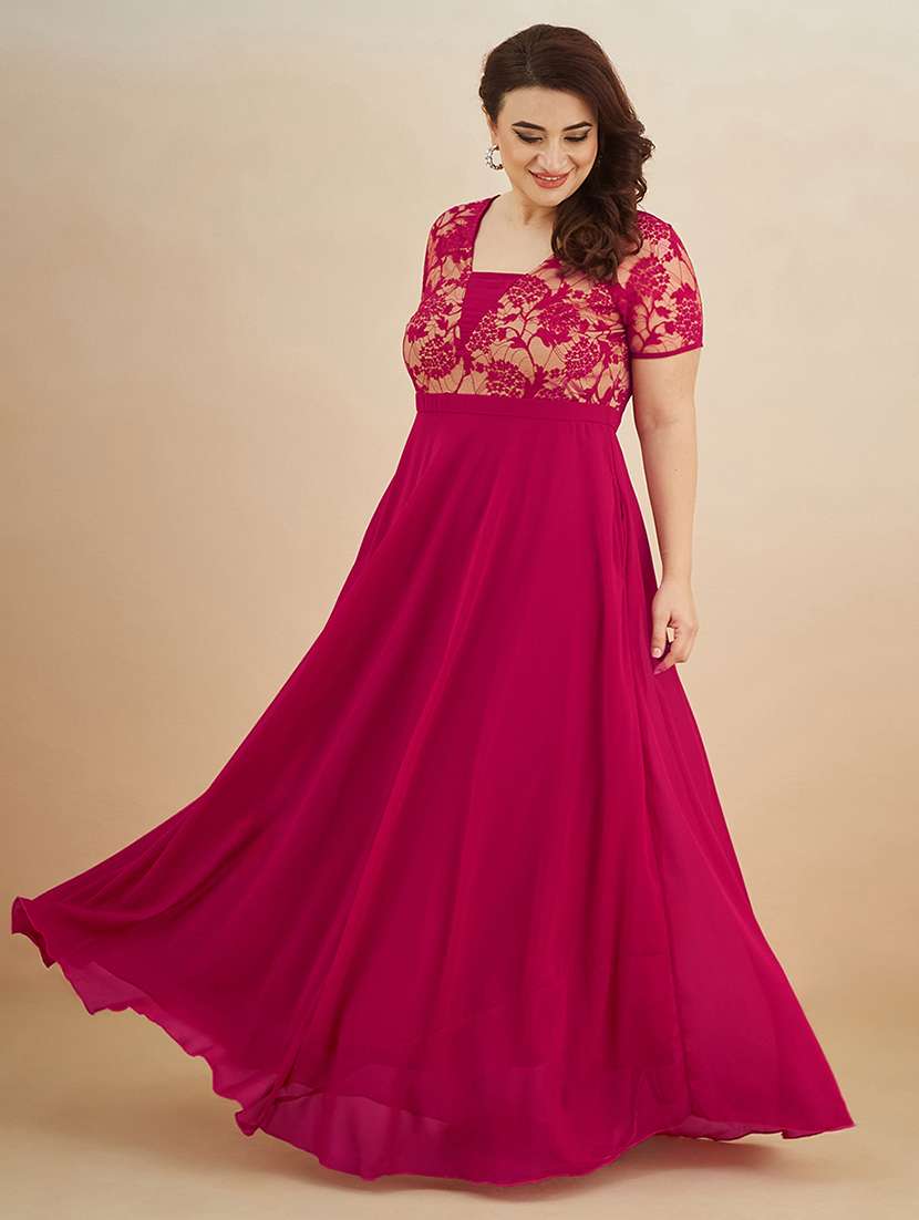 women self designed short sleeve lace dress - 22403256 -  Standard Image - 2