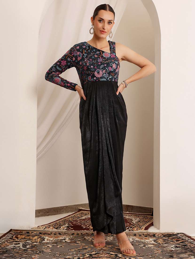 women self designed single shoulder sheath dress - 22403266 -  Standard Image - 2