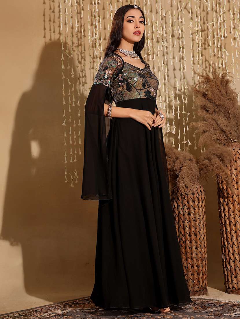 women embroidered long sleeve fit & flare dress - 22403278 -  Standard Image - 2