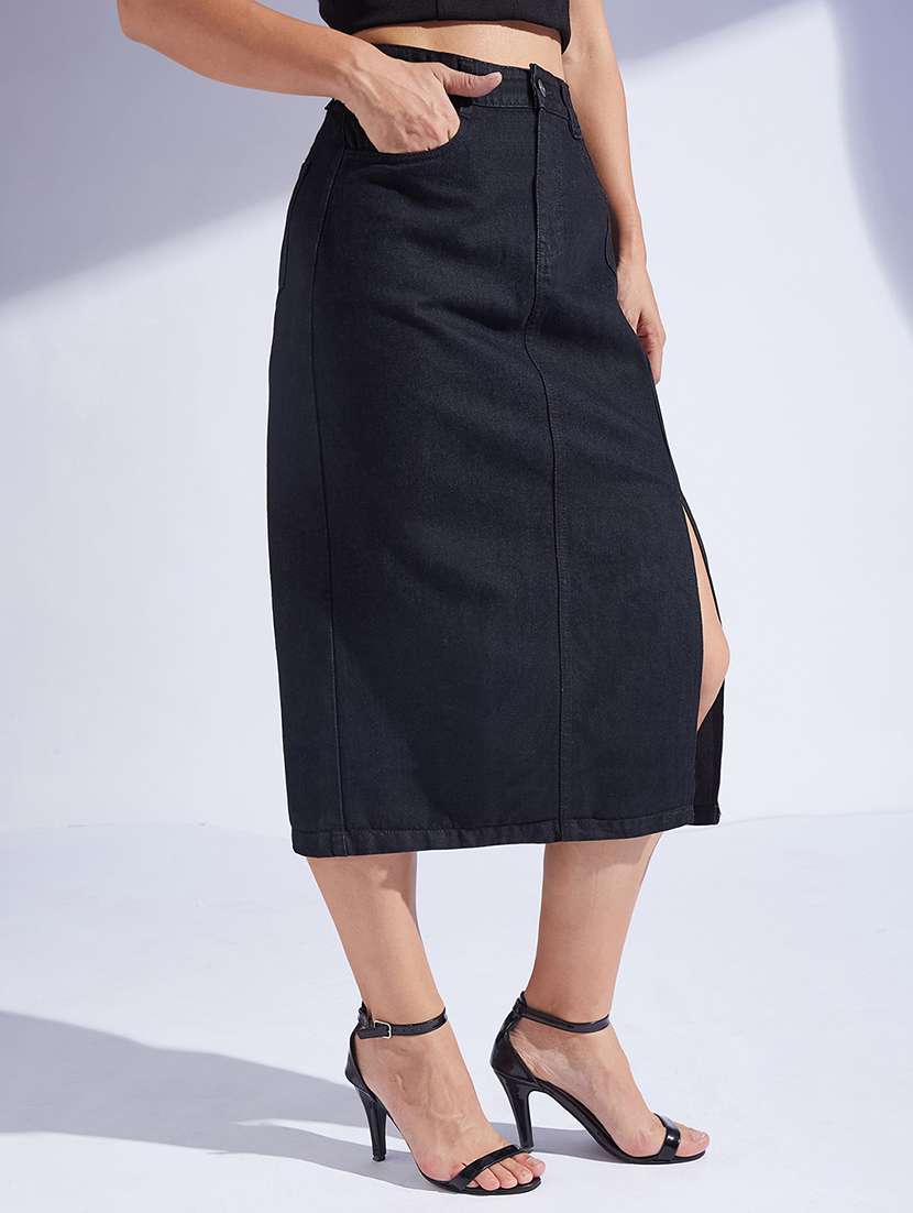 women solid high rise straight skirt - 22403306 -  Standard Image - 2