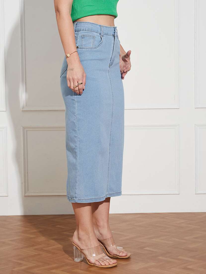 women solid high rise bodycon skirt - 22403313 -  Standard Image - 2