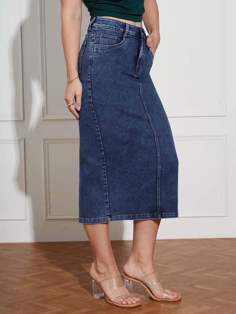 women solid high rise pencil skirt - 22403316 -  Standard Image - 2