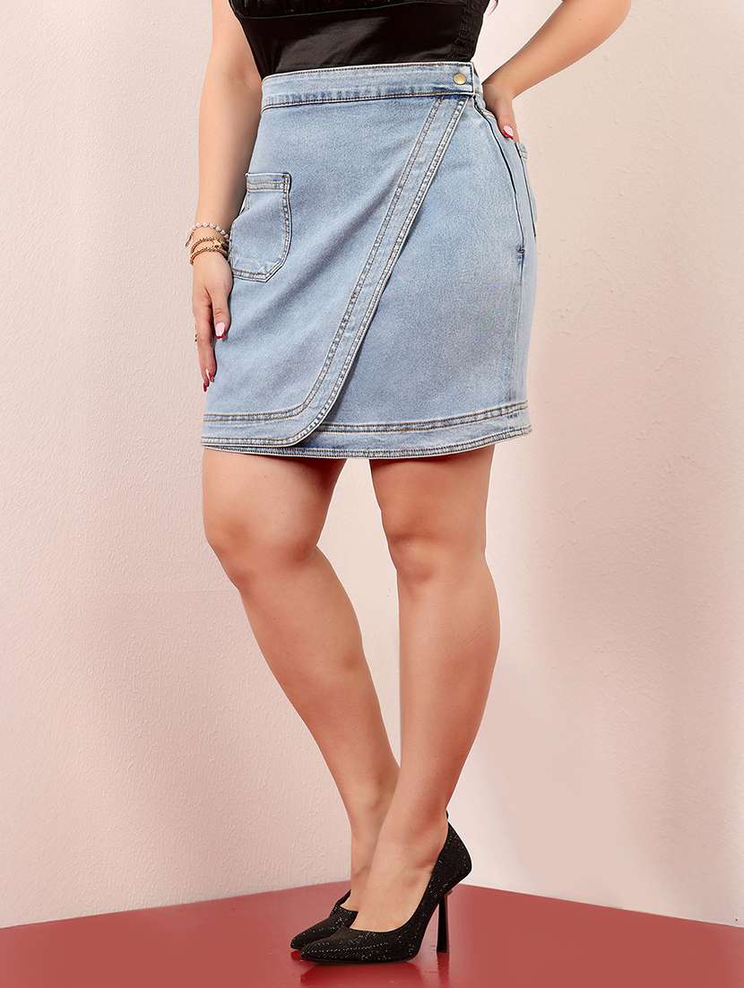 women solid high rise wrap skirt - 22403337 -  Standard Image - 2