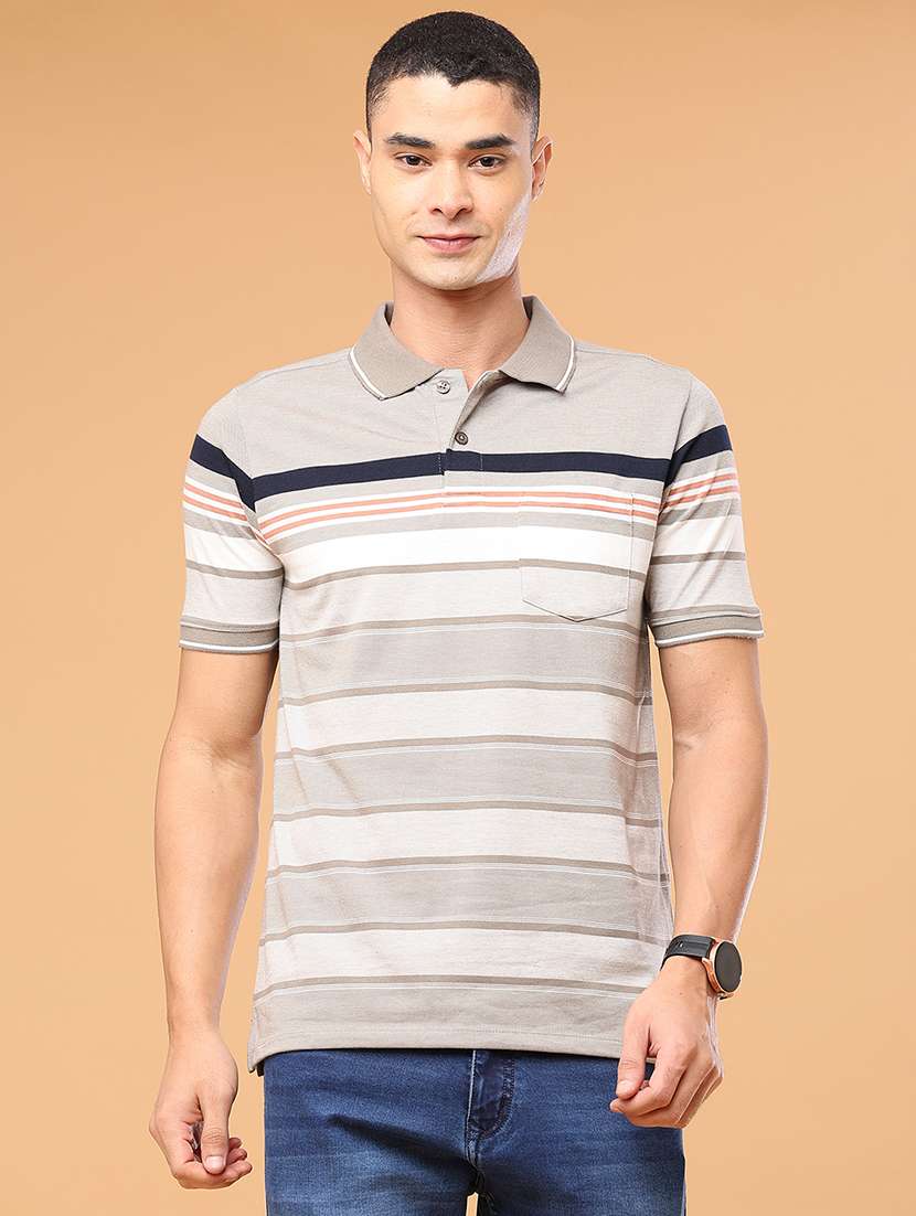 Men Striped Short Sleeve Regular Fit Polo T-shirt - 22403709 -  Standard Image - 2