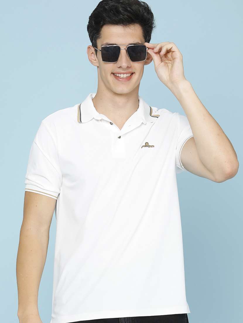 men solid short sleeve regular fit polo t-shirt