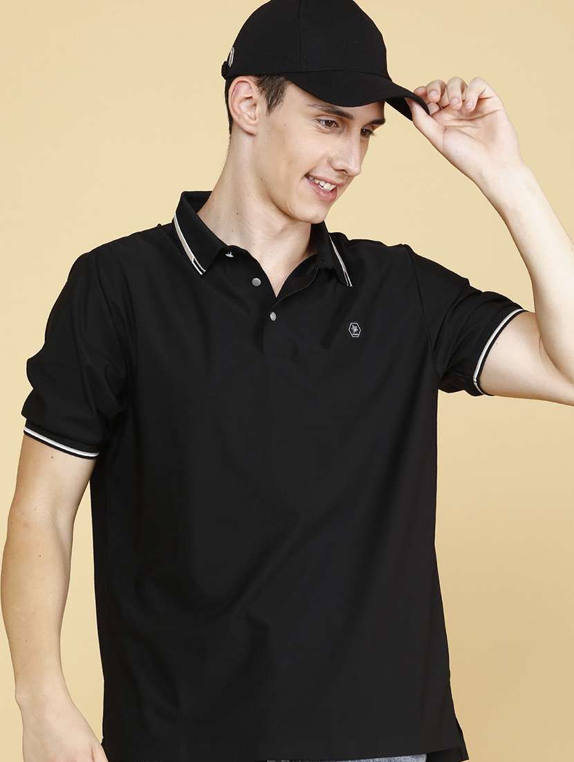 men solid short sleeves polo t-shirt