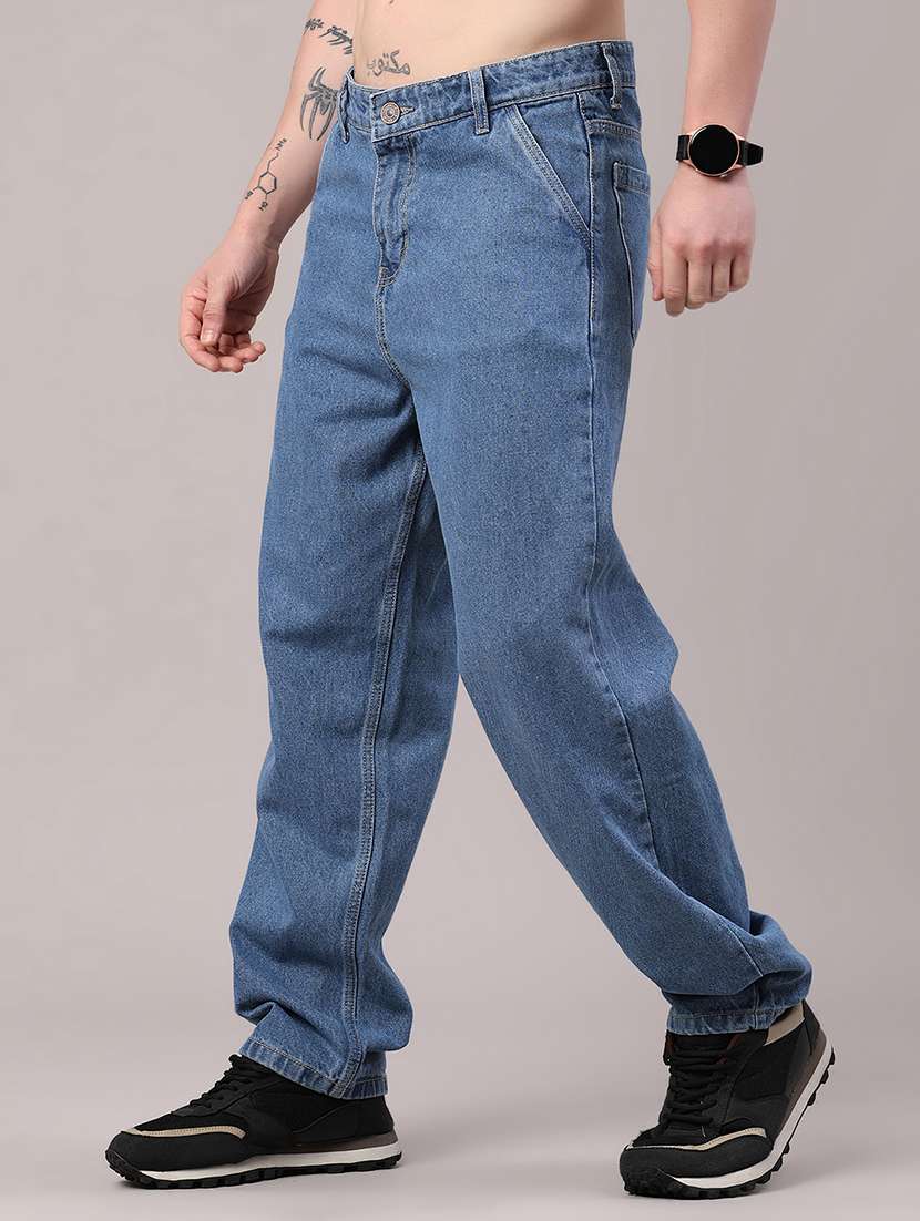 men solid mid rise baggy jeans - 22403731 -  Standard Image - 2