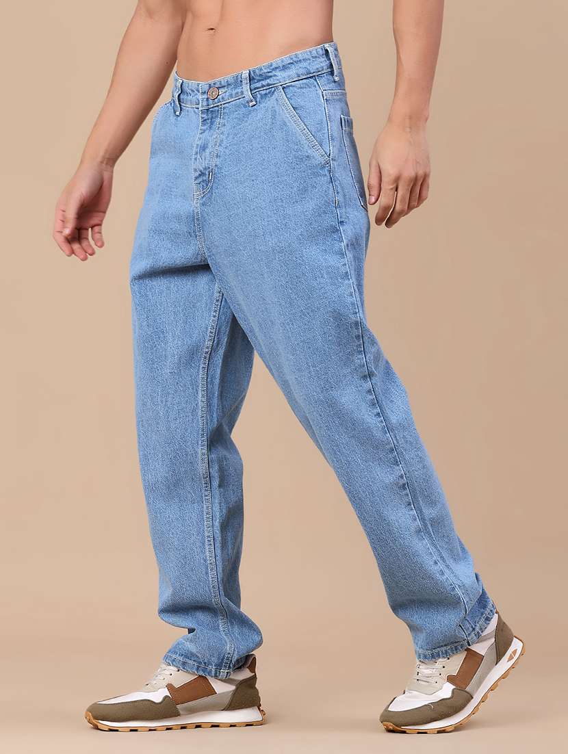 men solid mid rise baggy jeans - 22403732 -  Standard Image - 2