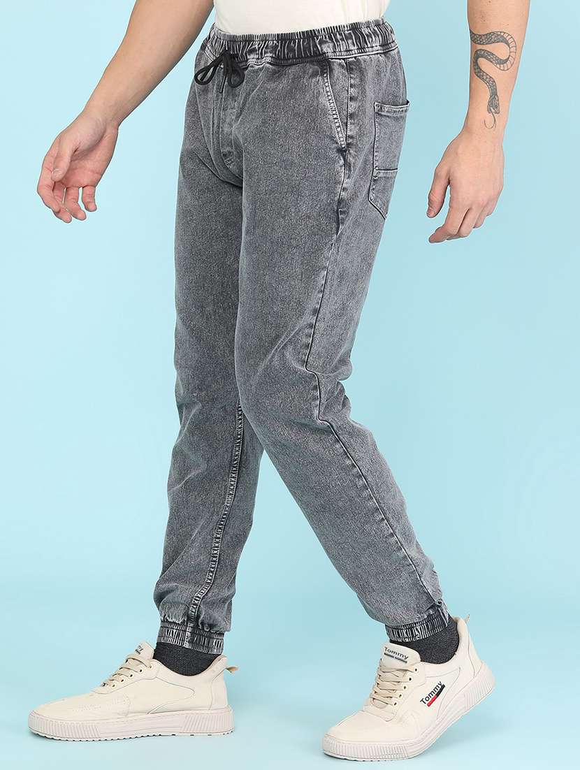 men washed mid rise regular fit jogger - 22403734 -  Standard Image - 2