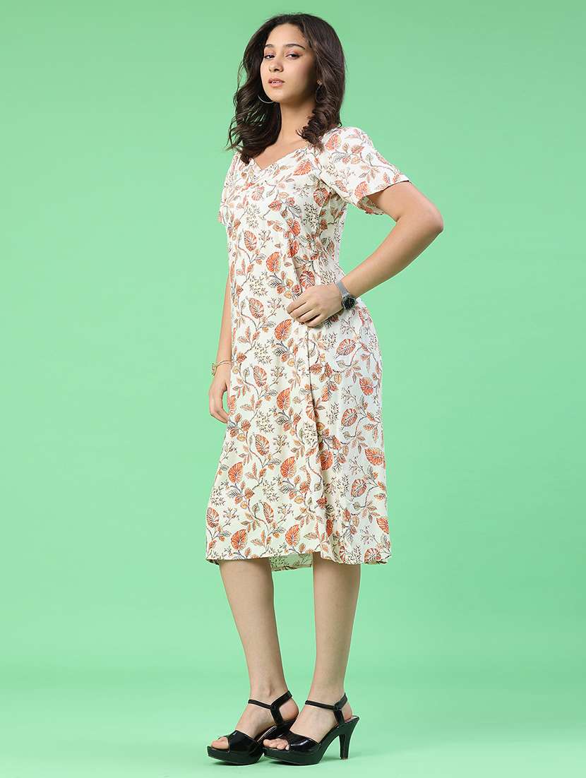 women printed short sleeves a-line dress - 22403835 -  Standard Image - 2