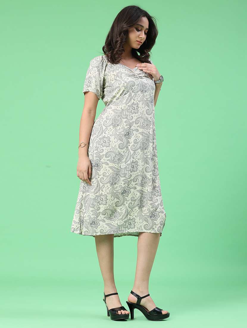 women printed short sleeves a-line dress - 22403836 -  Standard Image - 2