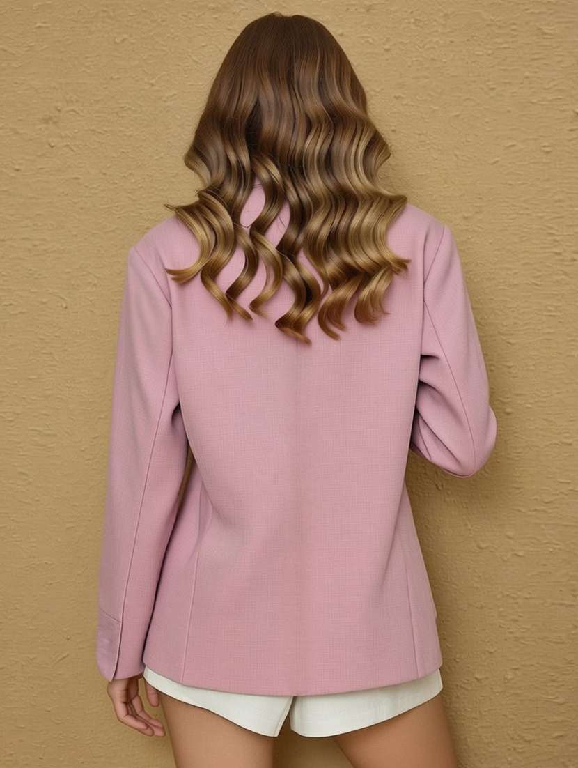 women solid lapel collar single breasted blazer - 22403905 -  Standard Image - 2