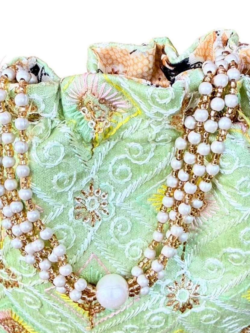 Women Solid With Work Embroidered Potli - 22403916 -  Standard Image - 2
