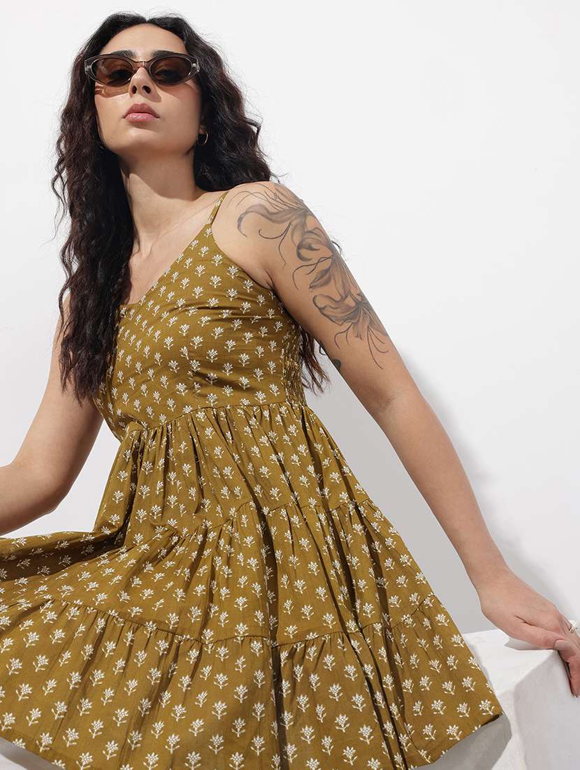 women printed shoulder strap flared kurti - 22404203 -  Standard Image - 2