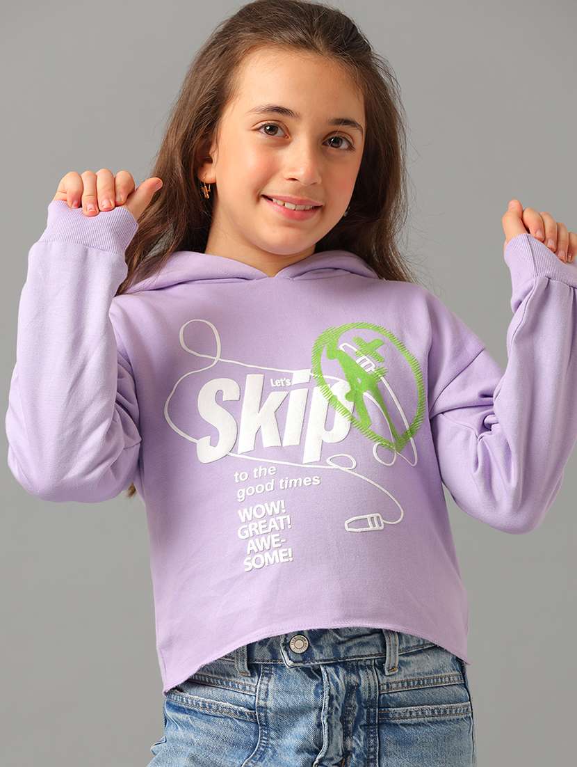 Girls Purple Fleece Front Print Sweatshirt - 22404236 -  Standard Image - 2