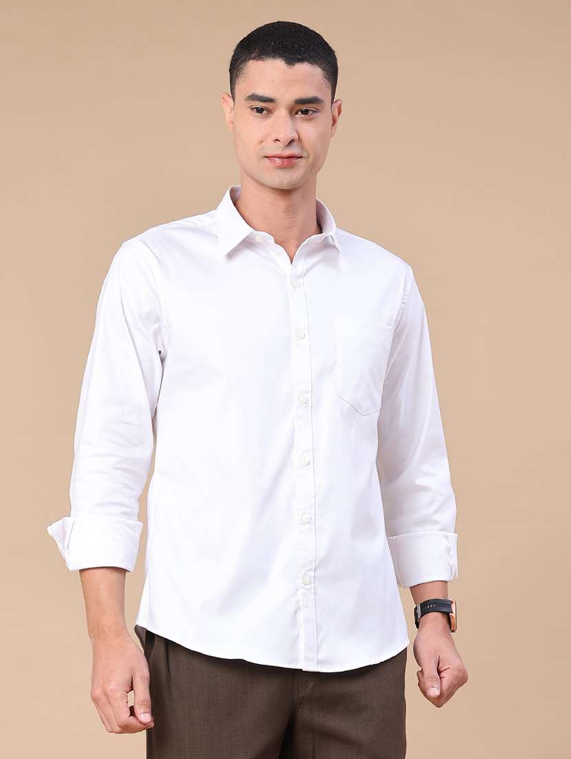 Men Solid Long Sleeve Slim Fit Casual Shirt - 22404569 -  Standard Image - 2
