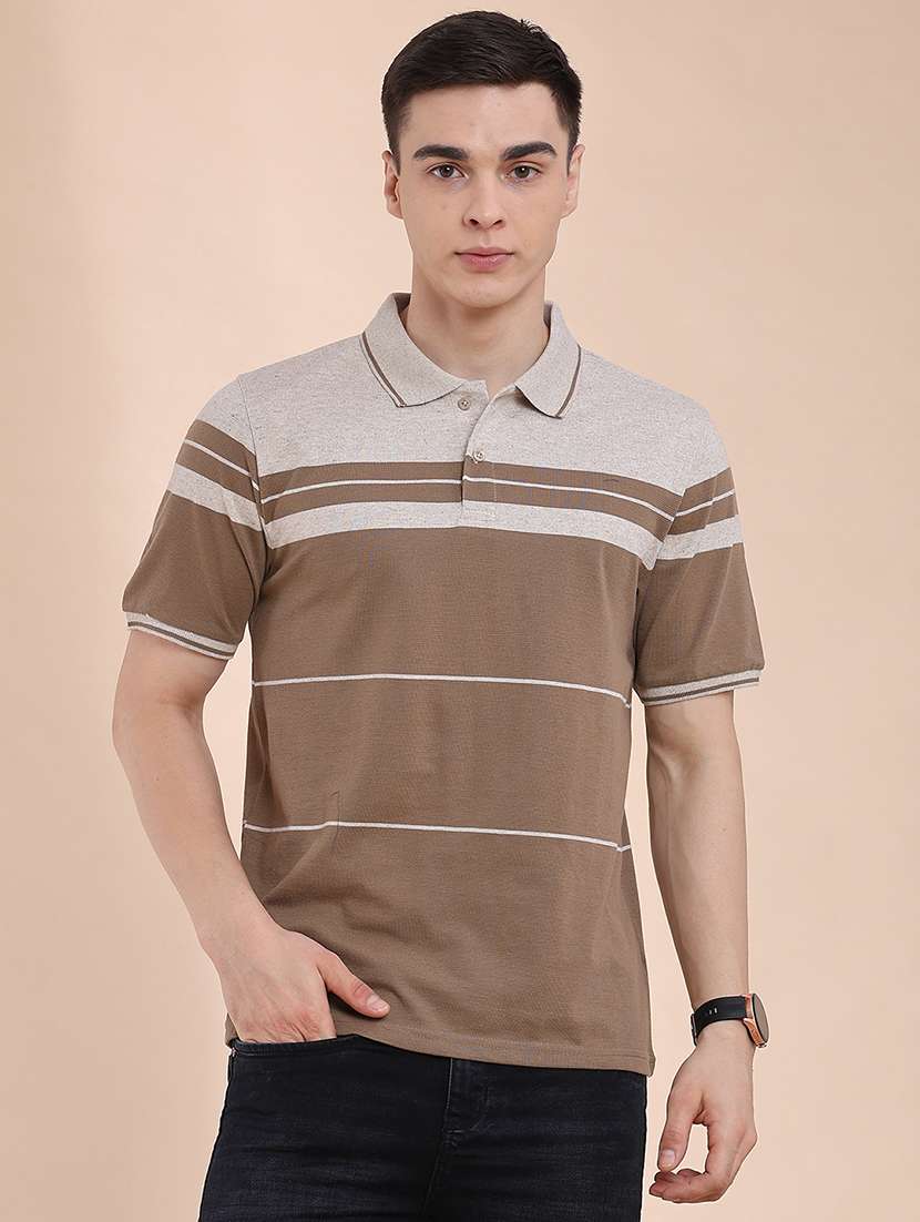 men striped short sleeve regular fit polo t-shirt - 22404850 -  Standard Image - 2