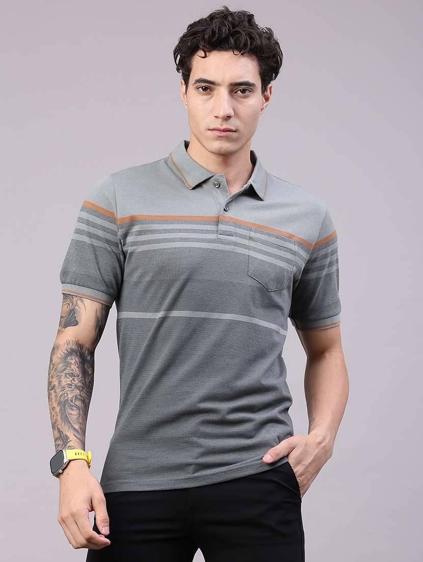 men striped short sleeve regular fit polo t-shirt - 22404854 -  Standard Image - 2