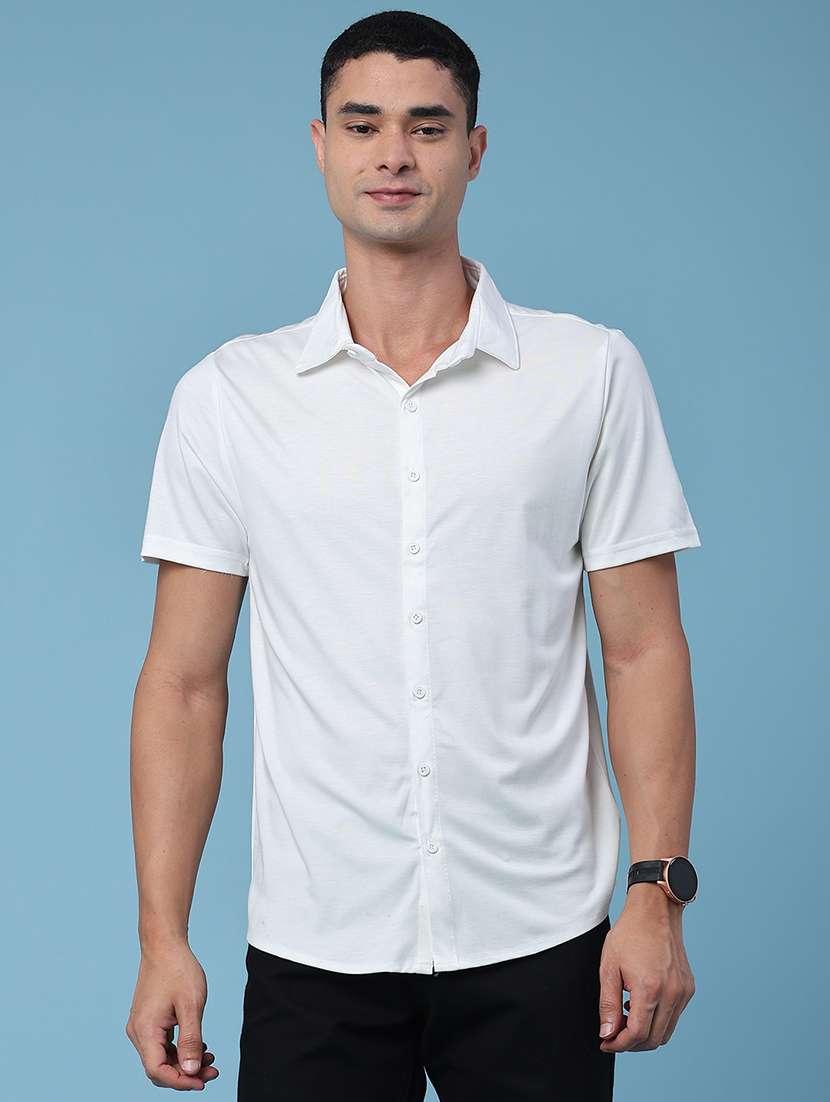 men solid short sleeve regular fit casual shirt - 22404932 -  Standard Image - 2