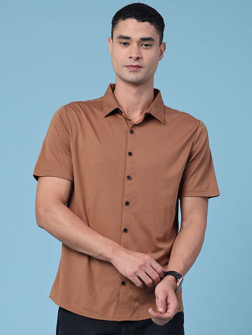 men solid short sleeve regular fit casual shirt - 22404937 -  Standard Image - 2