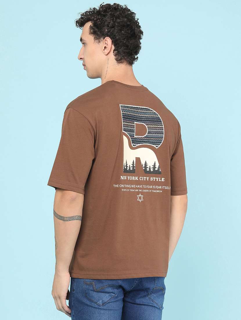 men printed short sleeves oversized t-shirt
