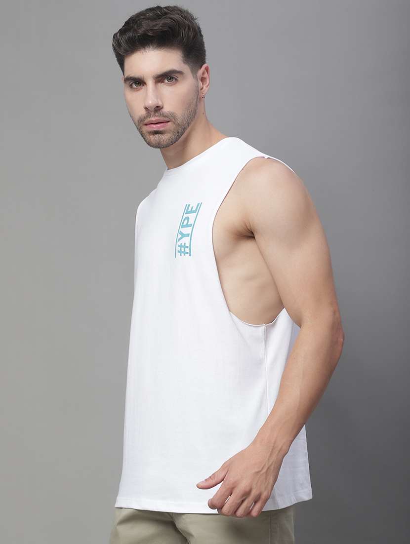 men typographic sleeveless regular fit t-shirt - 22406501 -  Standard Image - 2