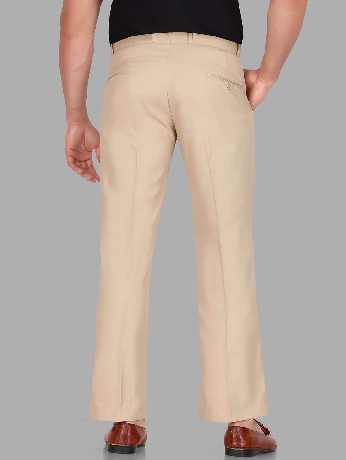 men khaki lycra blend wide leg trouser - 22406509 -  Standard Image - 2