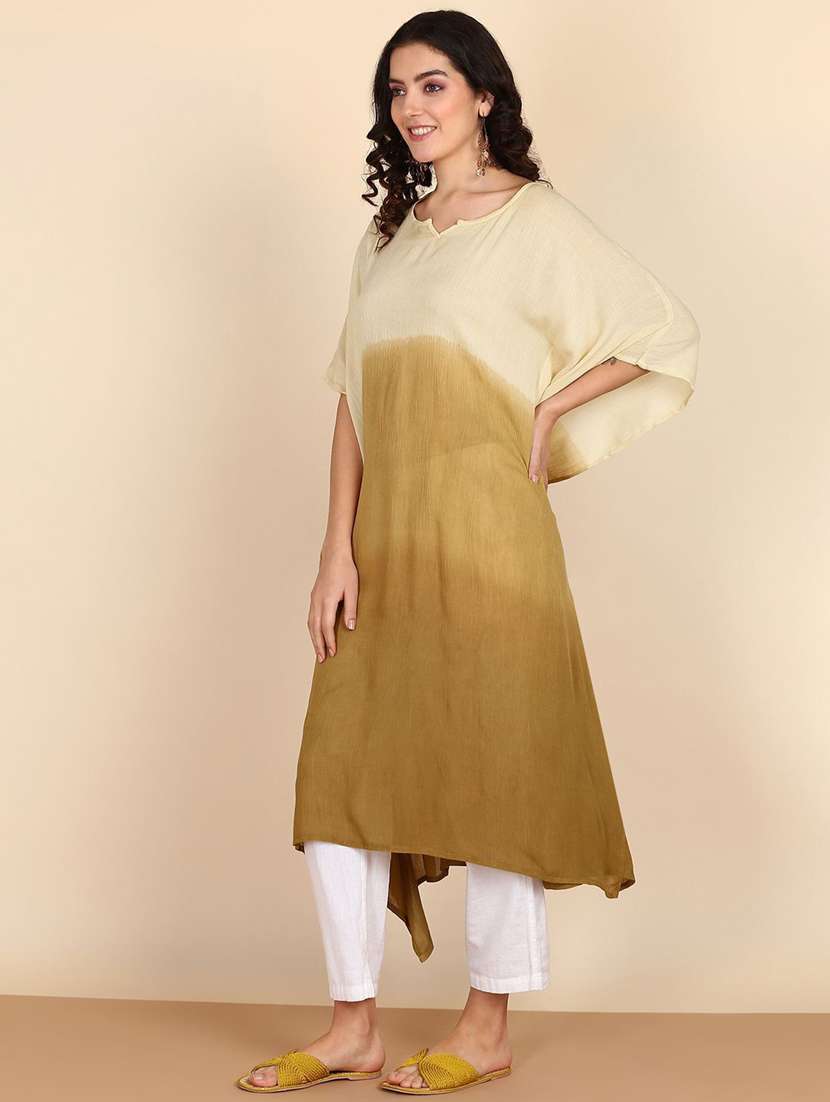 women tie & dyed kimono sleeve kaftan kurta - 22406622 -  Standard Image - 2