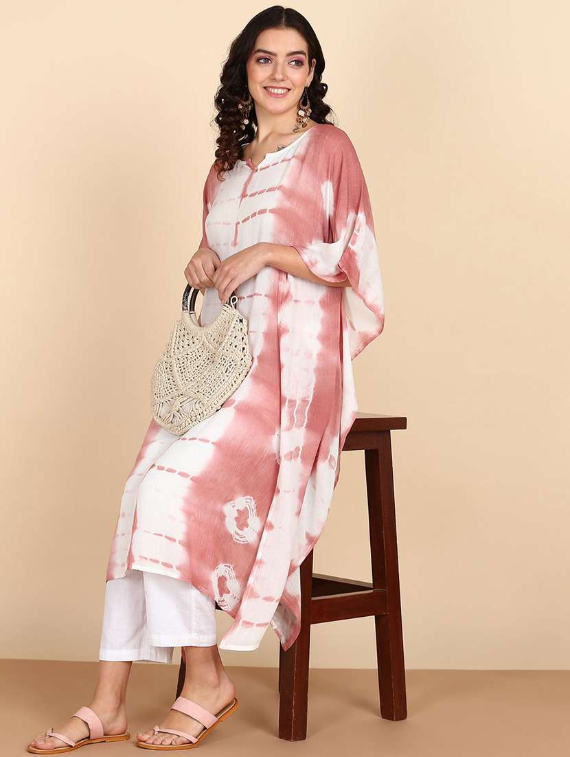 women tie & dyed kimono sleeve kaftan kurta