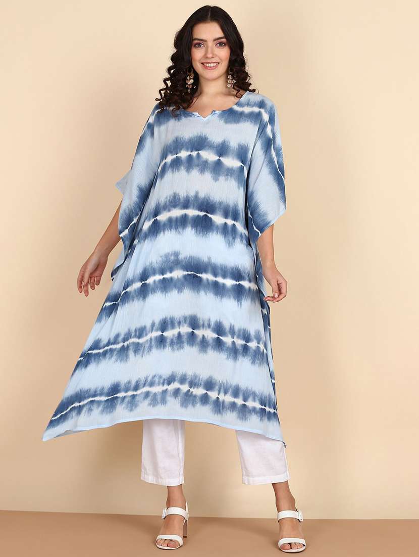 women tie & dyed kimono sleeve kaftan kurta - 22406745 -  Standard Image - 2