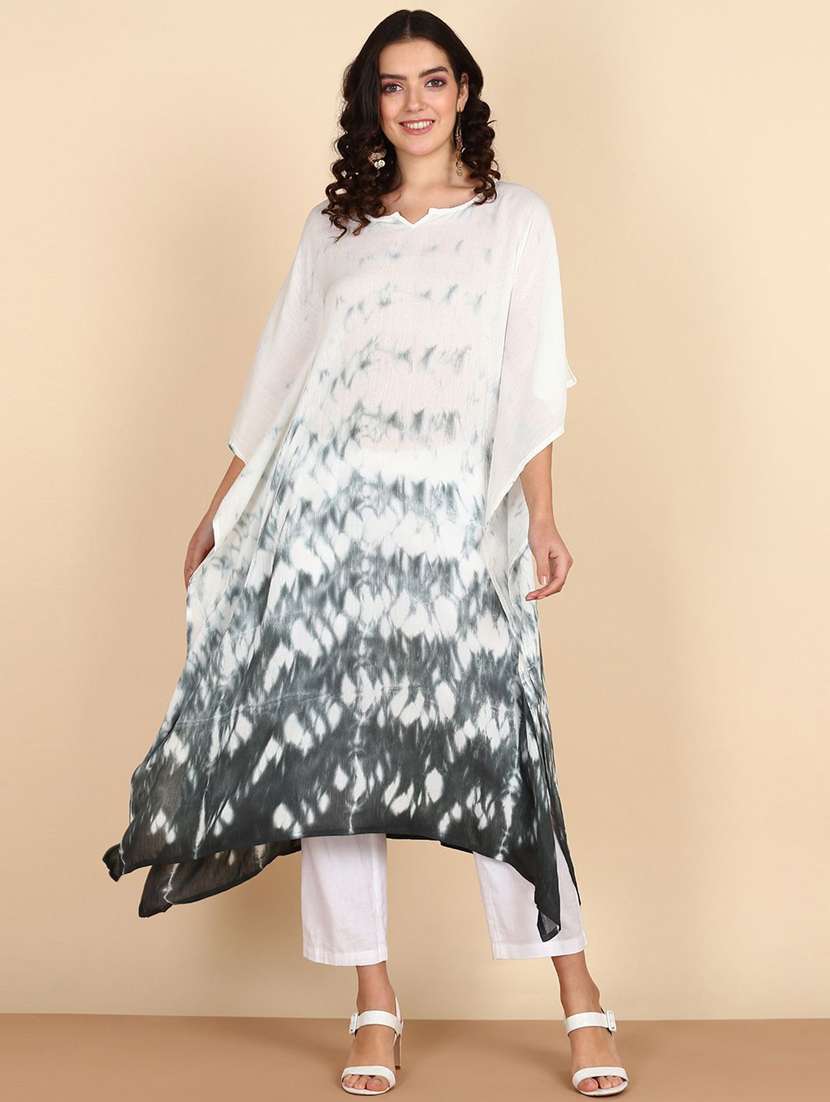 women tie & dyed kimono sleeve kaftan kurta - 22406778 -  Standard Image - 2