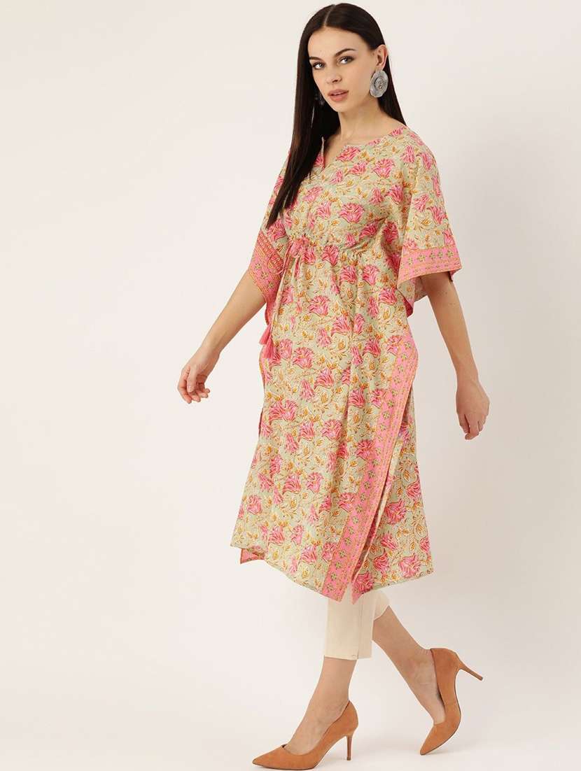 women floral print kimono sleeve kaftan kurta - 22406779 -  Standard Image - 2