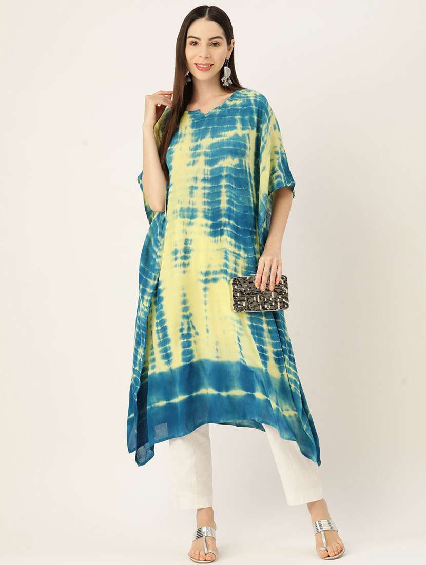 women tie & dyed kimono sleeve kaftan kurta